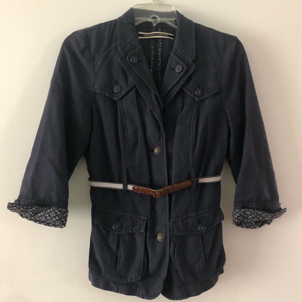 Navy Button/Belted Jacket Anthropologie Daughters
